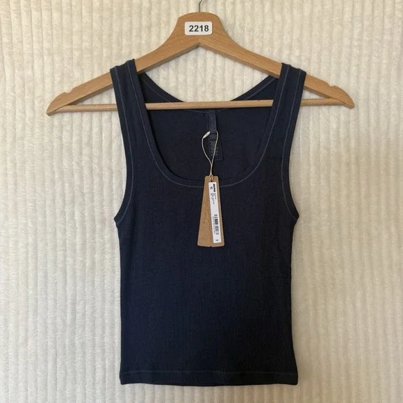 NWT Skims Cotton Rib Tank In Navy Women's Size Small $38